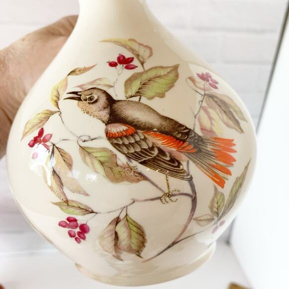Vintage Lyon's Lair Hand Painted Bird Vase Jug Unique Pottery Handle - Picture 3 of 6